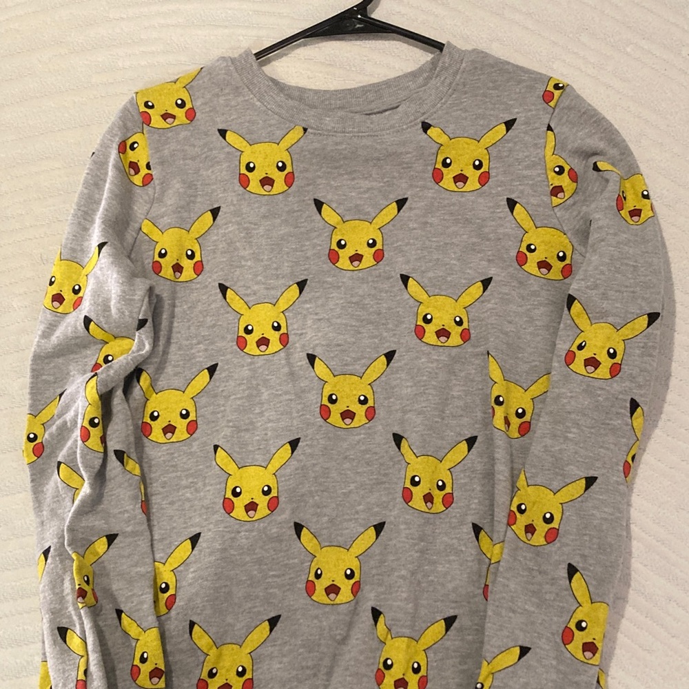 Kids Pikachu Sweatshirt in Gray and Yellow